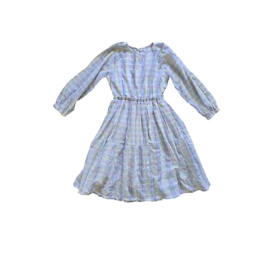 Cosmosophie Isolda Dress in Castle Print Pastel Plaid Preppy Classic Size 14